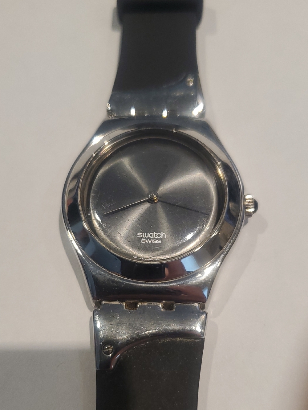 SWATCH IRONY STAINLESS STEEL WATCH WITH RUBBER BAND - Picture 3 of 6